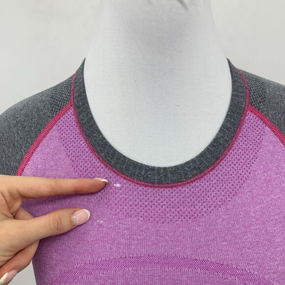 Lululemon Run Swiftly Tech Shirt Womens 4 Plum Gray Seamless Short Sleeve *READ - Picture 4 of 14